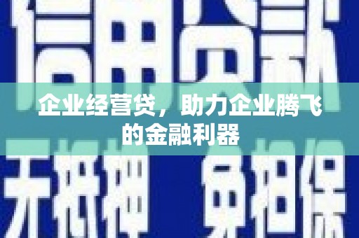 裕安企业经营贷，助力企业腾飞的金融利器